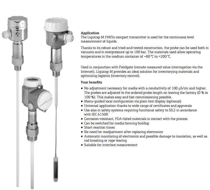 E+H Liquicap Capacitance Level Meter FMI51A1B GEJ B3A1B